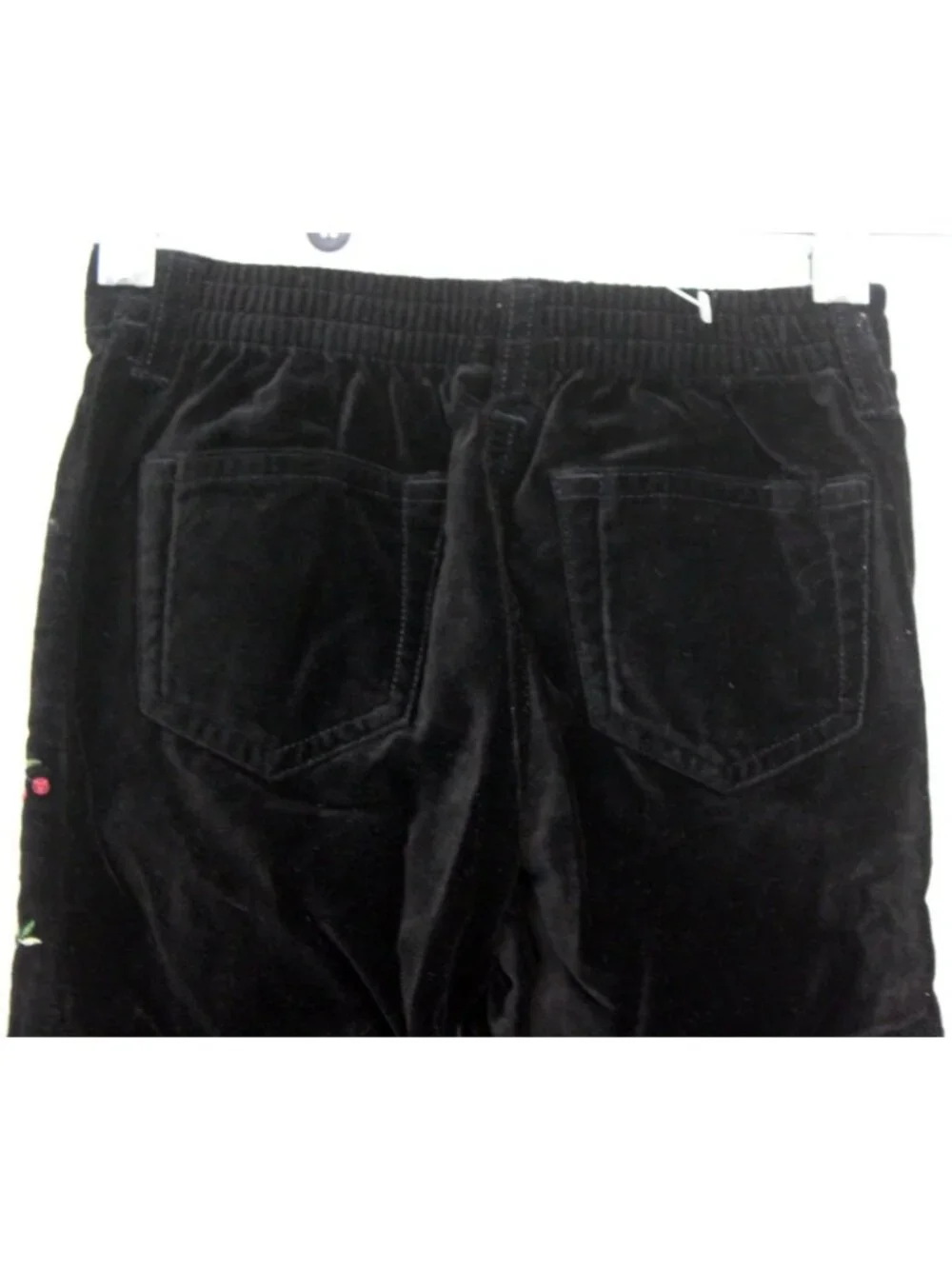 2003 Gymboree Holiday Magic  Black Velvet Pants Flowers Cherries sz 5 Sequins